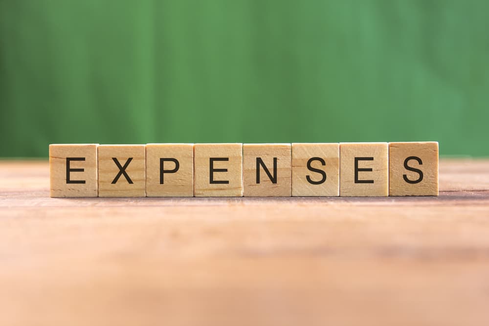 the word of EXPENSES on wood tiles concept